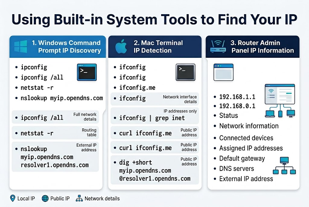 Using Built-in System Tools to Find Your IP